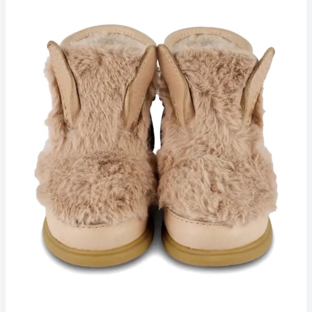 Kids Faux-Fur Bunny Booties in Beige - Cozy Toddler Shoes